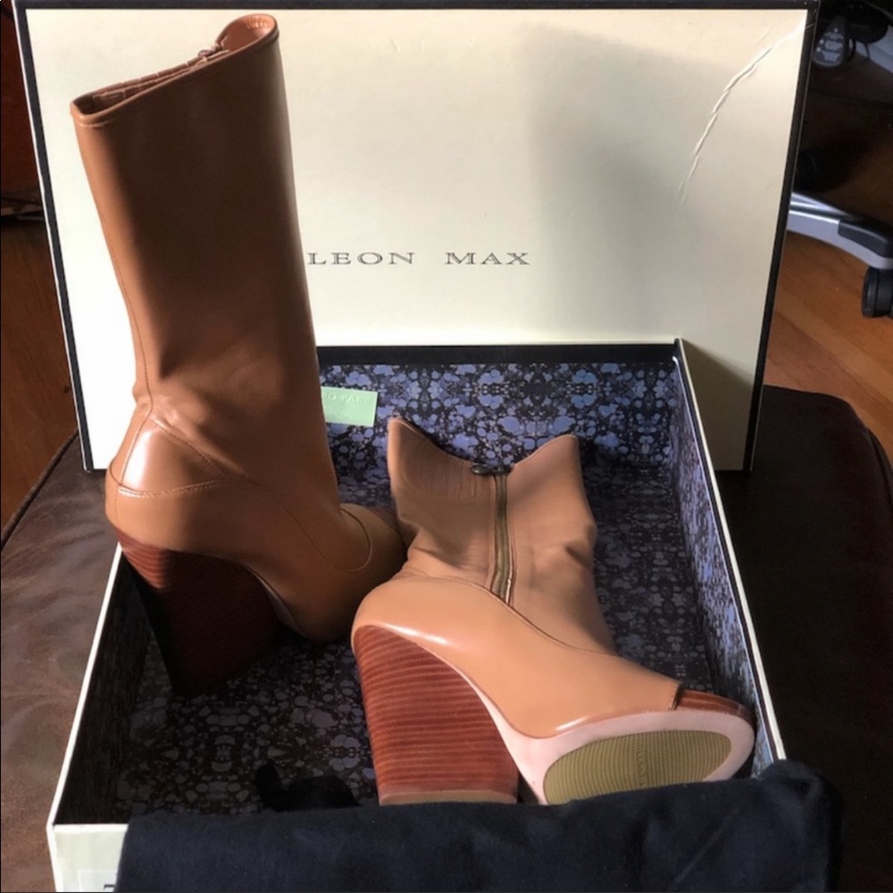 Leon Max Ellis - Peep-Toe Mid Shaft Booties